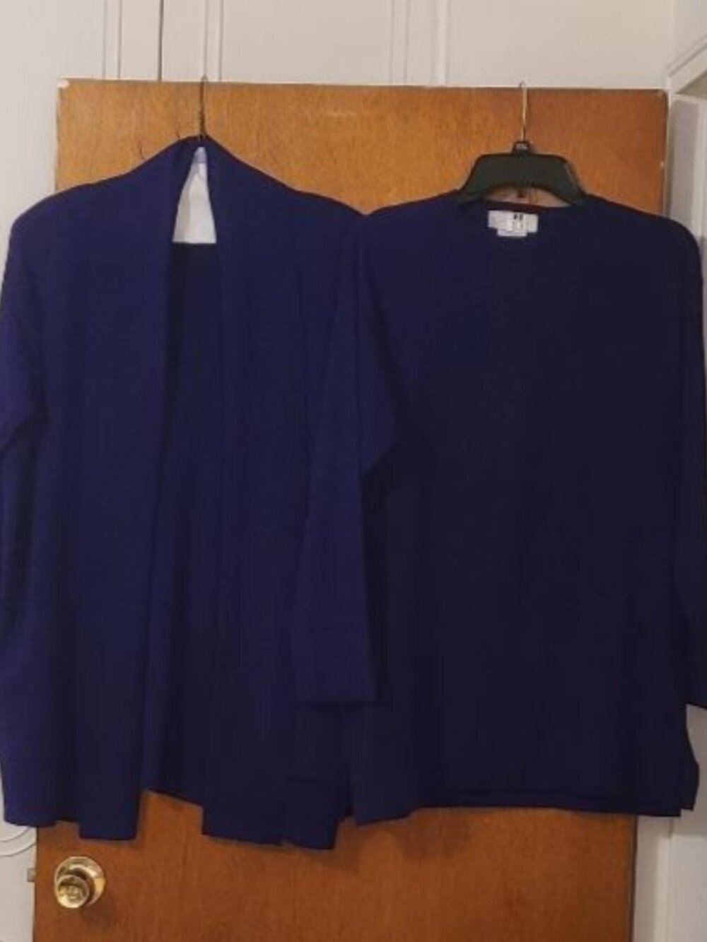 Vintage Gispa Deep Purple Cardigan and Crewneck Swaters with 3/4 Sleeves